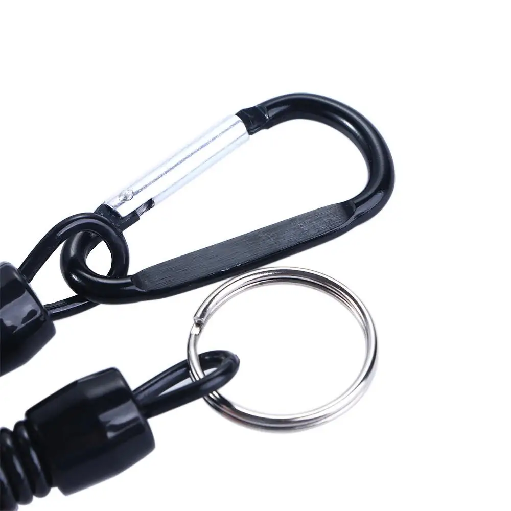 Camping Climbing Secure Tools Outdoor Retractable Elastic Keyring Carabiner Lanyards Spring Rope Fishing String