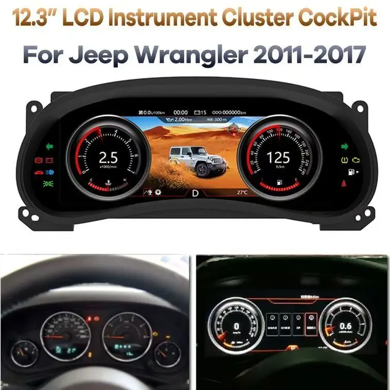 

Car Digital Cluster Virtual Cockpit 1920*720 10.25“ Dashboard Instrument For Jeep Wrangler JK 2011-2017 QLED Screen Speedometer