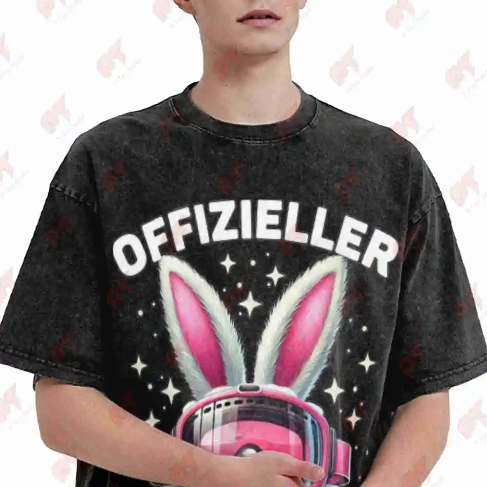 Skihaserl Caregiver Apres Ski Rabbit Skier Vintage Washed Tee Pure Cotton T-Shirt