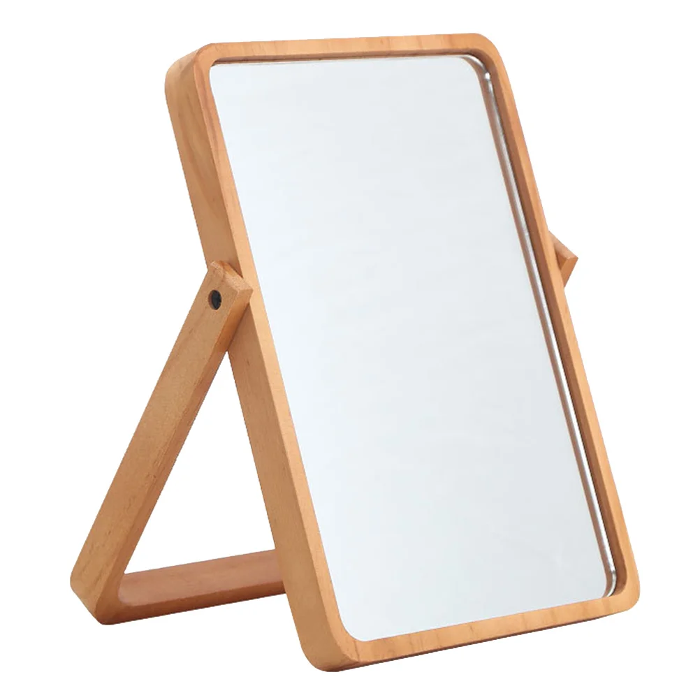 Stilvoller Desktop-Spiegel aus Holz, exquisites Design, langlebiges Material für den täglichen Gebrauch im Schlafzimmer, Badezimmer, Holzfarbe