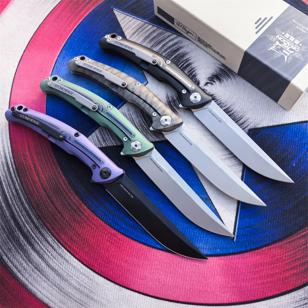 FAT DRAGON Folding Knife S45VN Steel Titanium Alloy Handle Camping Fishing Picnic Fruit Knife Outdoor Hiking Hunting Tool