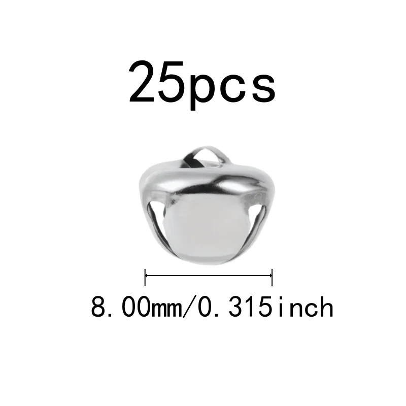 25 pcs 8mm Jingle Bell Charms Cross Shape Design, designed for Home Hanging Ornament, Clear Crisp Sound, Silver