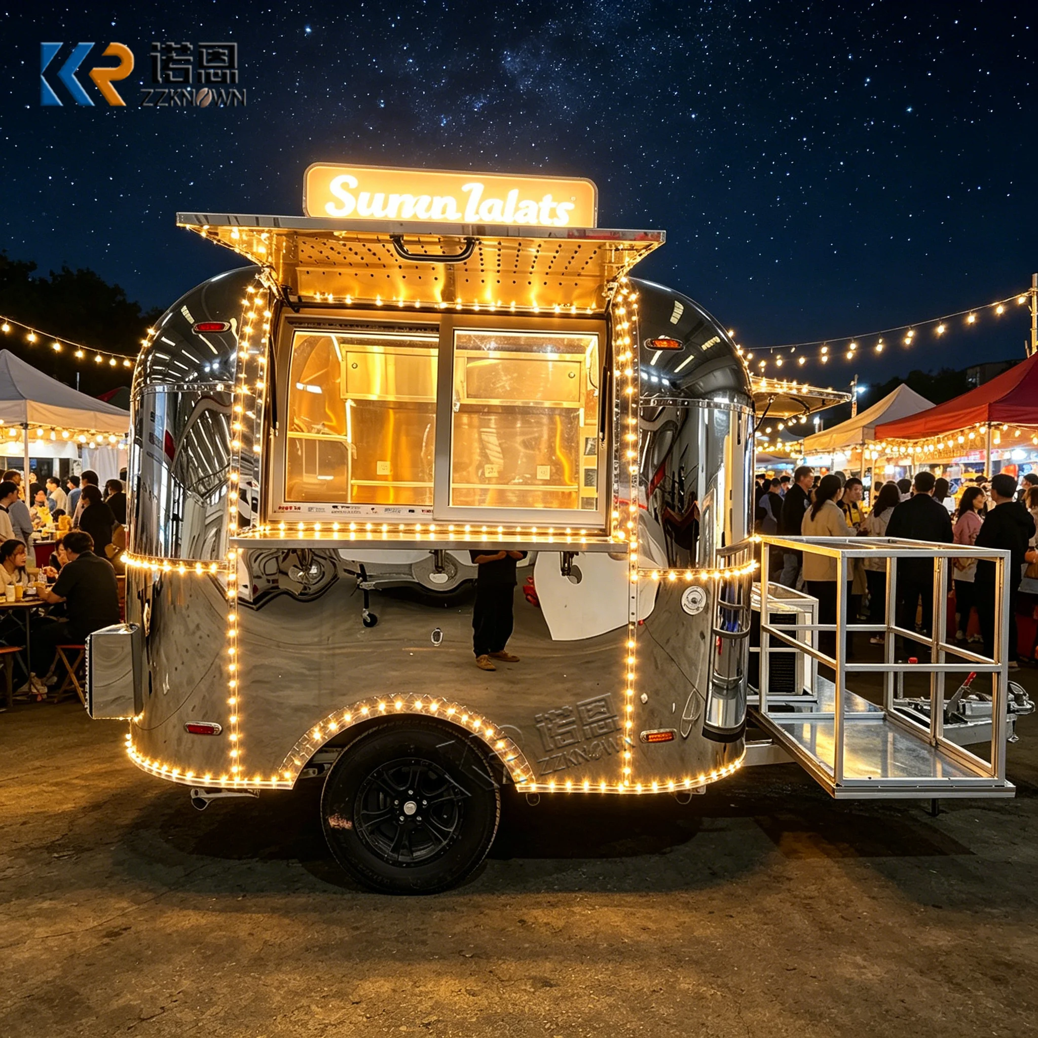 Custom Concession Trailer Stainless Steel Kitchen Mobile Catering Food Trailer Luxury Food Truck With Full Kitchen Setup