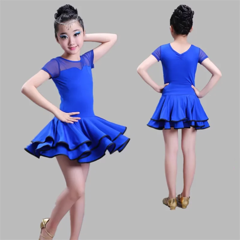 Vestido de baile latino para niña, traje de baile de salón, Salsa, negro, Tango Rojo, ropa de actuación para escenario