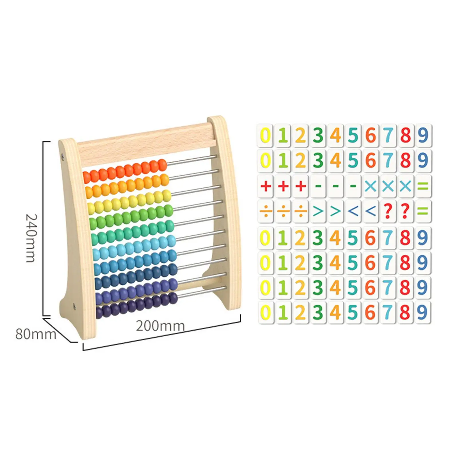 Colorful Wooden Abacus Ten Frame Set Bead Arithmetic Abacus Educational Toy for