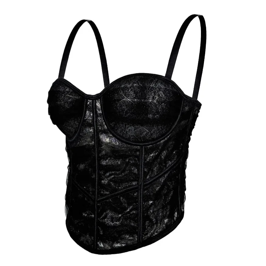 Sexy Bra Corset Crop Tops Club Outfit Women Fashion Rave Bustier Fishbone Top Underwear Sleeveless Vest Slim Bodyshaper Camisole