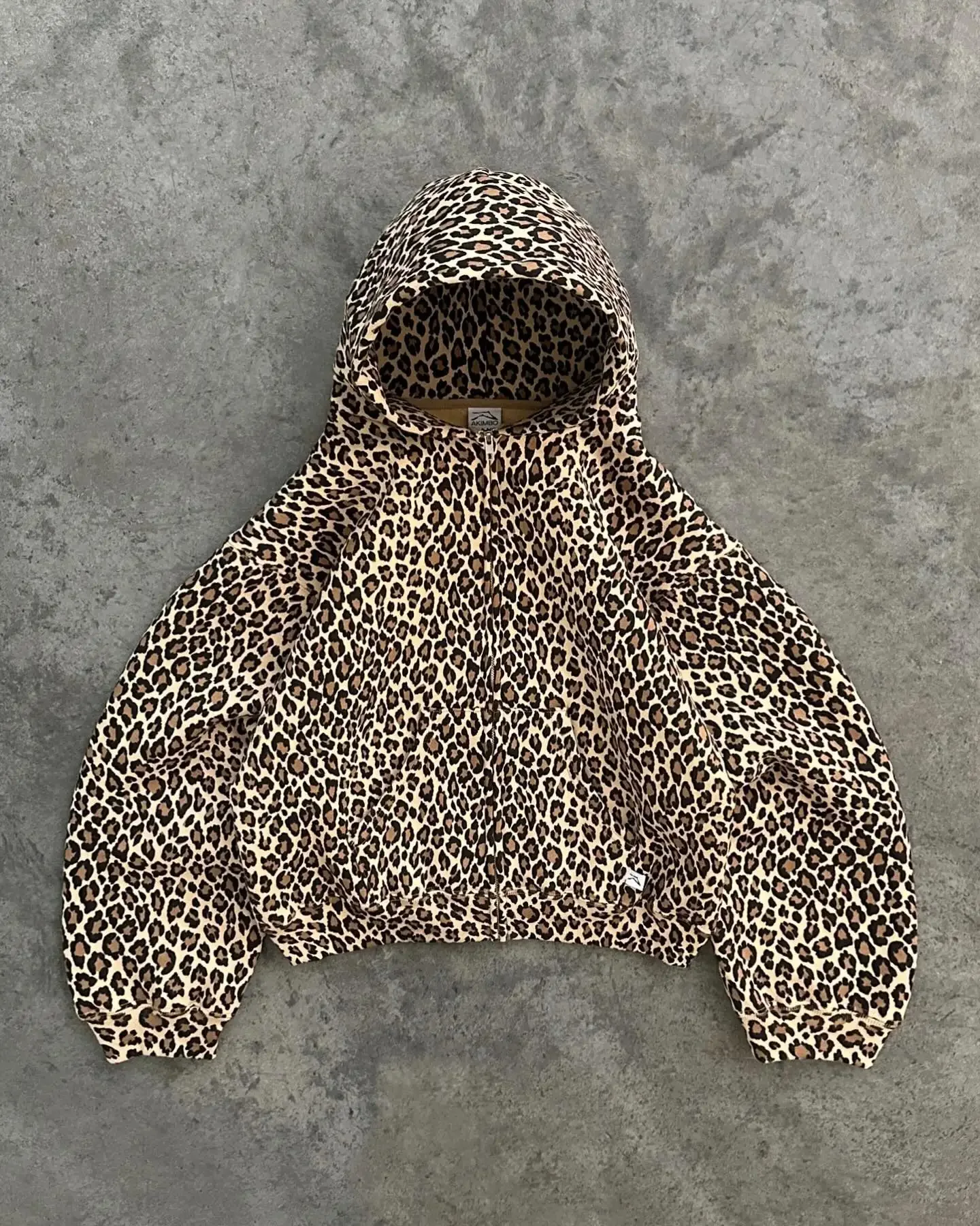 Y2K Leopard Print Plus Velvet Hooded Sweater American Retro Lined With Plush Winter Warm Zipper Shirt Oversized Unisex Clothing