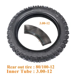 Off Road Tire 80/100-12 with Inner Tube 3.00-12 for Dirt Pit Bike Motocross Off Road Motorcycle 12 inch Rear Wheel