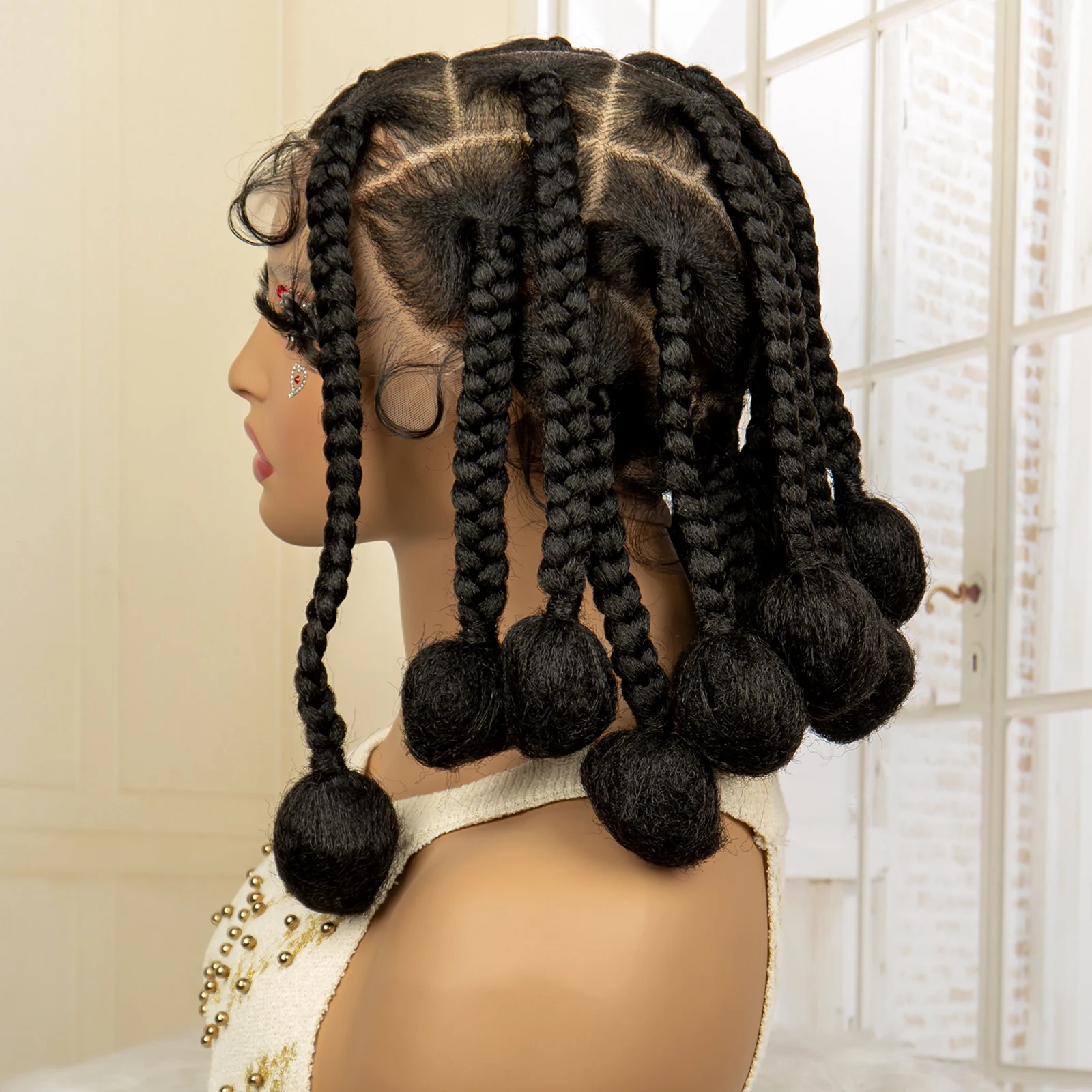 12 Inch Bantu Gevlochten Pruiken Voor Vrouwen Synthetische Volledig Kant Knooploze Doos Vlechten Pruik Met Baby Haar Afrikaanse Twist Vlechten Pruik