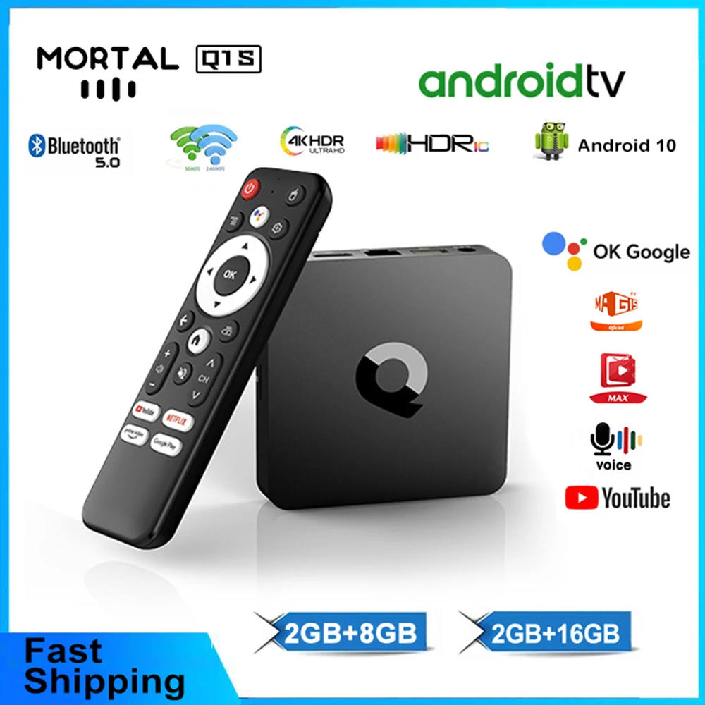 Mortal Q1S TV Box Android 10 Allwinner H313 Quad-core Cortex A53 Set Top Box 4K 2.4G 5.8G Dual WIFI YouTube Streaming Player