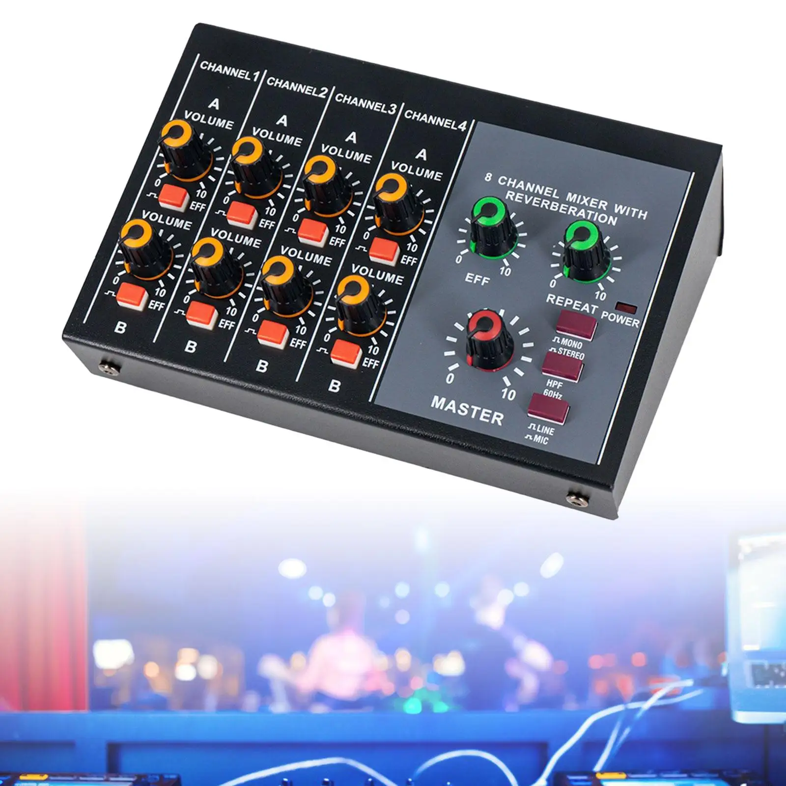 

8 Channel Mixer Professional Audio Mixer for Musical Instrument Connection Recording