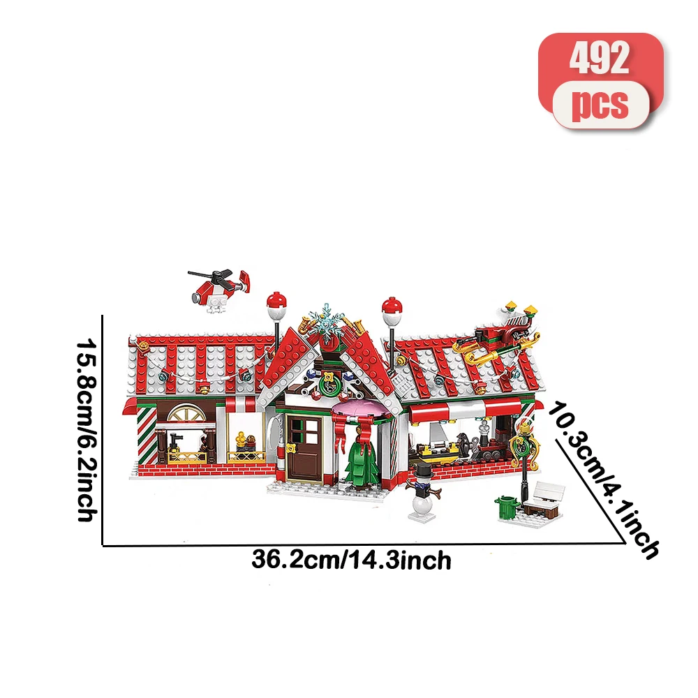 Especialista criativo Casa Vermelha Santa moc Bloco de Construção modelo Halloween ação de graças brinquedo presentes Natal Ano Novo 11093 492pcs