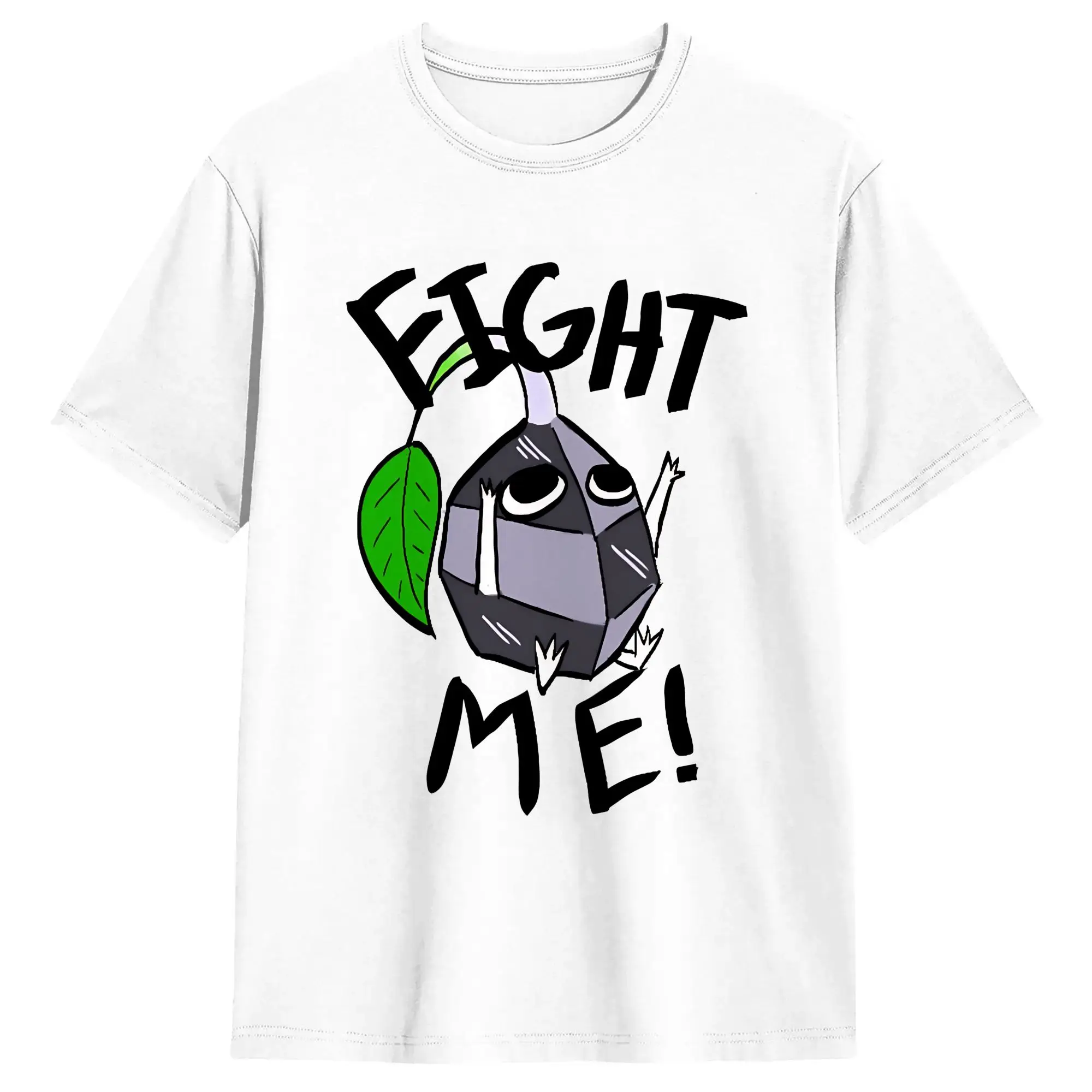 Vintage T-Shirt Fight Me! Rock Pure Cotton T Shirts Pikmins Hip Hop Tshirt for Men Summer Awesome Printed Short Sleeve Tops