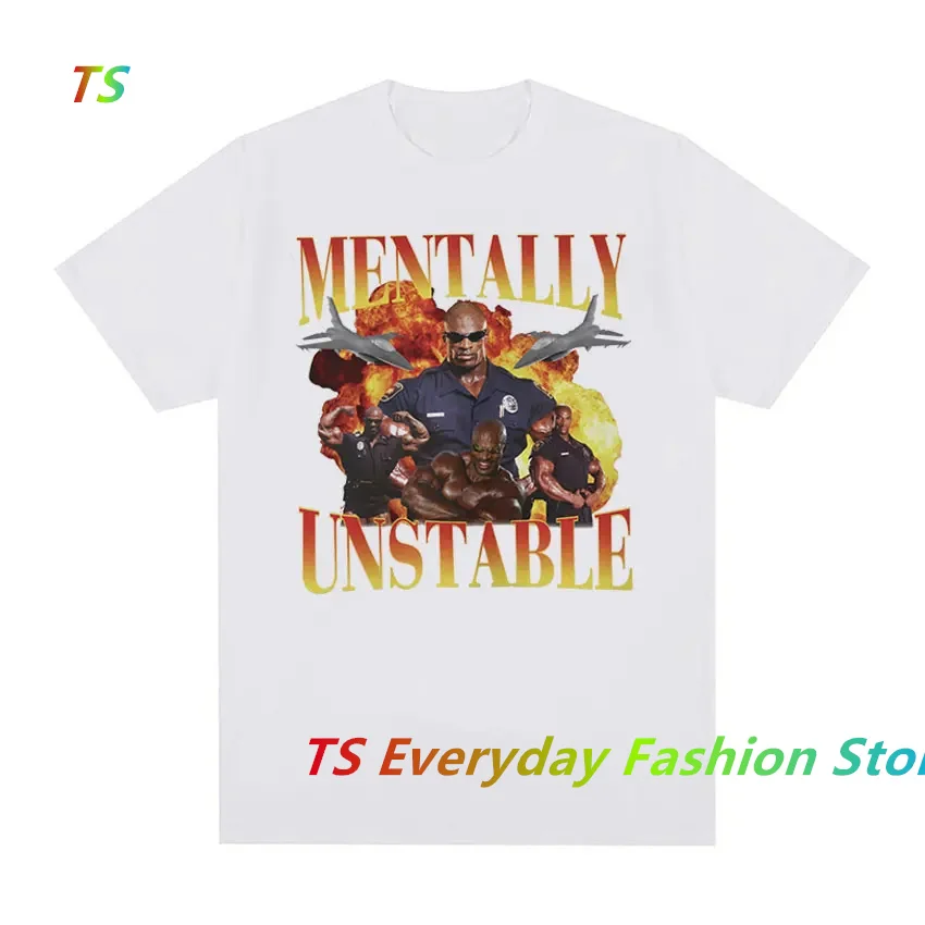 Mentally Unstable Funny Gym T-Shirt Men's Cool Retro Gothic Short Sleeve T Shirts Summer Women Cotton T-Shirt Oversized Tees