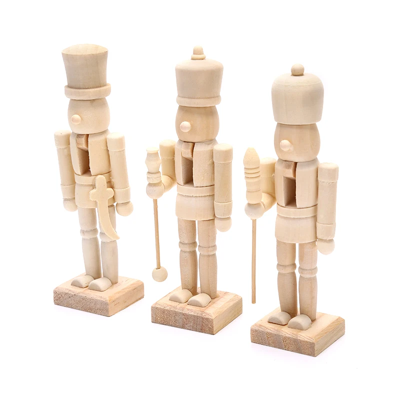 Wooden Crafts DIY 12CM Nutcracker Doll Soldier Shape Puppet Handmade New Household Craft Decoration