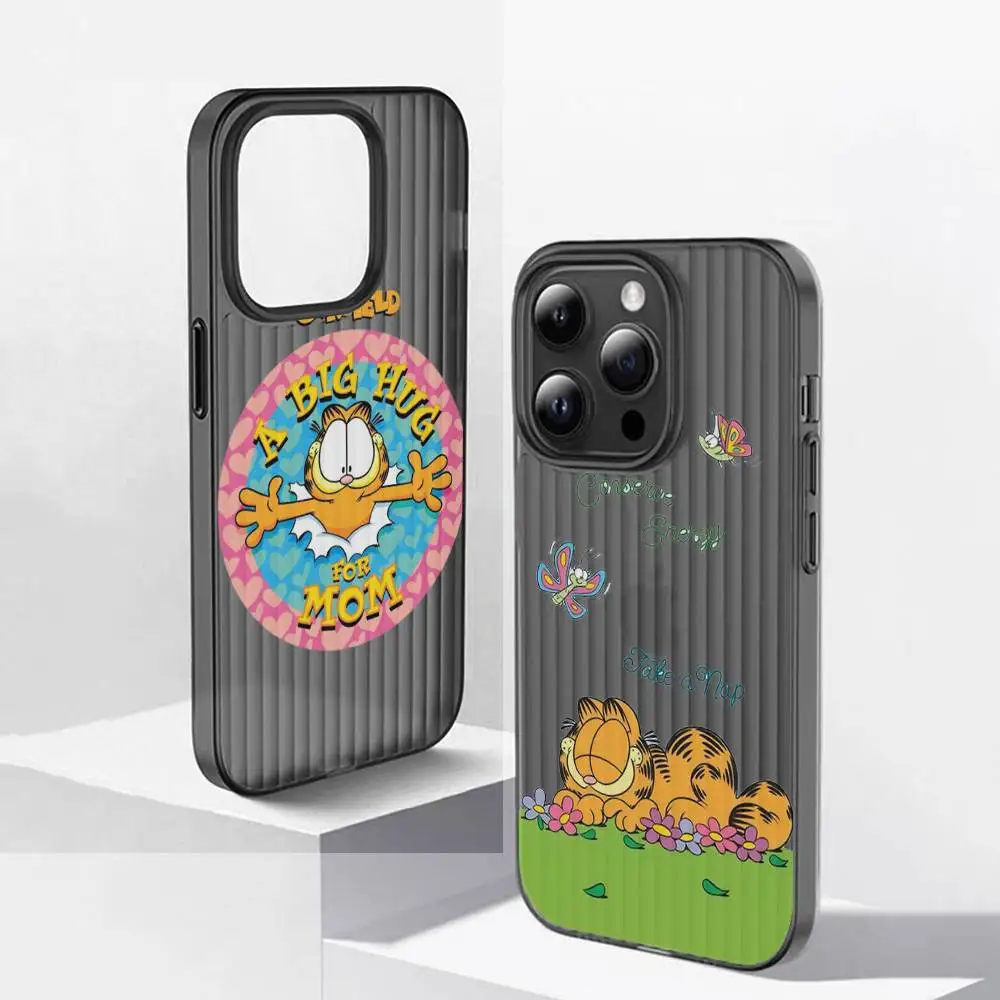 G-Garfield weiche gewellte Handyhülle für iPhone 11, 12, 13, 14, 15, 16, 17, Pro Max Plus Pro, stoßfeste Abdeckung