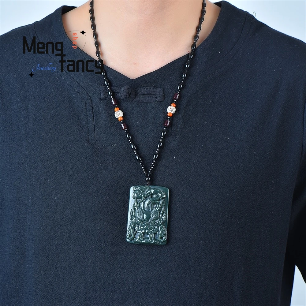 

Delicate Natural Hetian Jade Qingyu Auspicious Dragon Pendant For Men And Women Necklace Gift Fashion Jewelry
