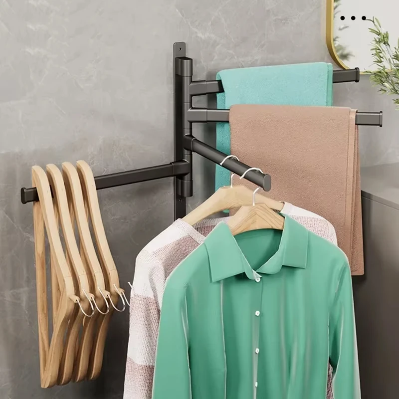 

Настенная вращающаяся вешалка для полотенец с 3/4/5 поворотными кронштейнами и крючками, из нержавеющего алюминия, для ванной комнаты