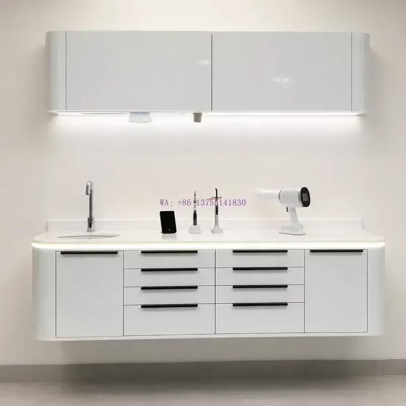 Custom All Steel Lab Workbench with Nano Crystallized Stone Countertop Galvanized Base Cabinet Sink Faucet and Drain for
