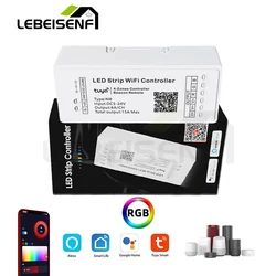 Smart WiFi Tuya Controller 4 Zone Beacon Remote Control DIM RGB CCT WW CW RGBW Dimmer DC 5V 12V 24V 6A/CH for LED Strip Lights
