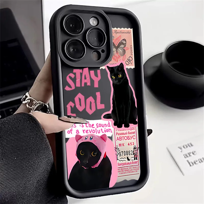 Miękkie etui na telefon Cool Black Cat do Samsung Galaxy S25 S24 Ultra S23 FE S22 A16 A15 A35 A55 A54 A34 A14 A53 A33 A32 A52 5G Cover