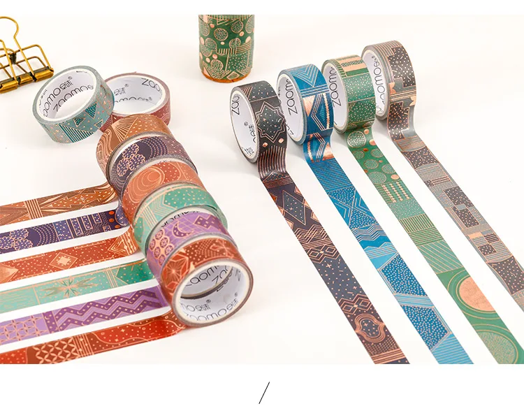 1 Roll Frame Masking Tape 15mmx3m Creative Bronzing Patterns Handaccount Material DIY Decorative Sticker Washi Paper Tape