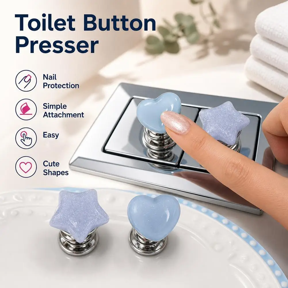 Handle Toilet Press Button Heart Shaped Press Tank Push Switch Toilet Bathing Room Decor Water Press Flush Button Home Tools
