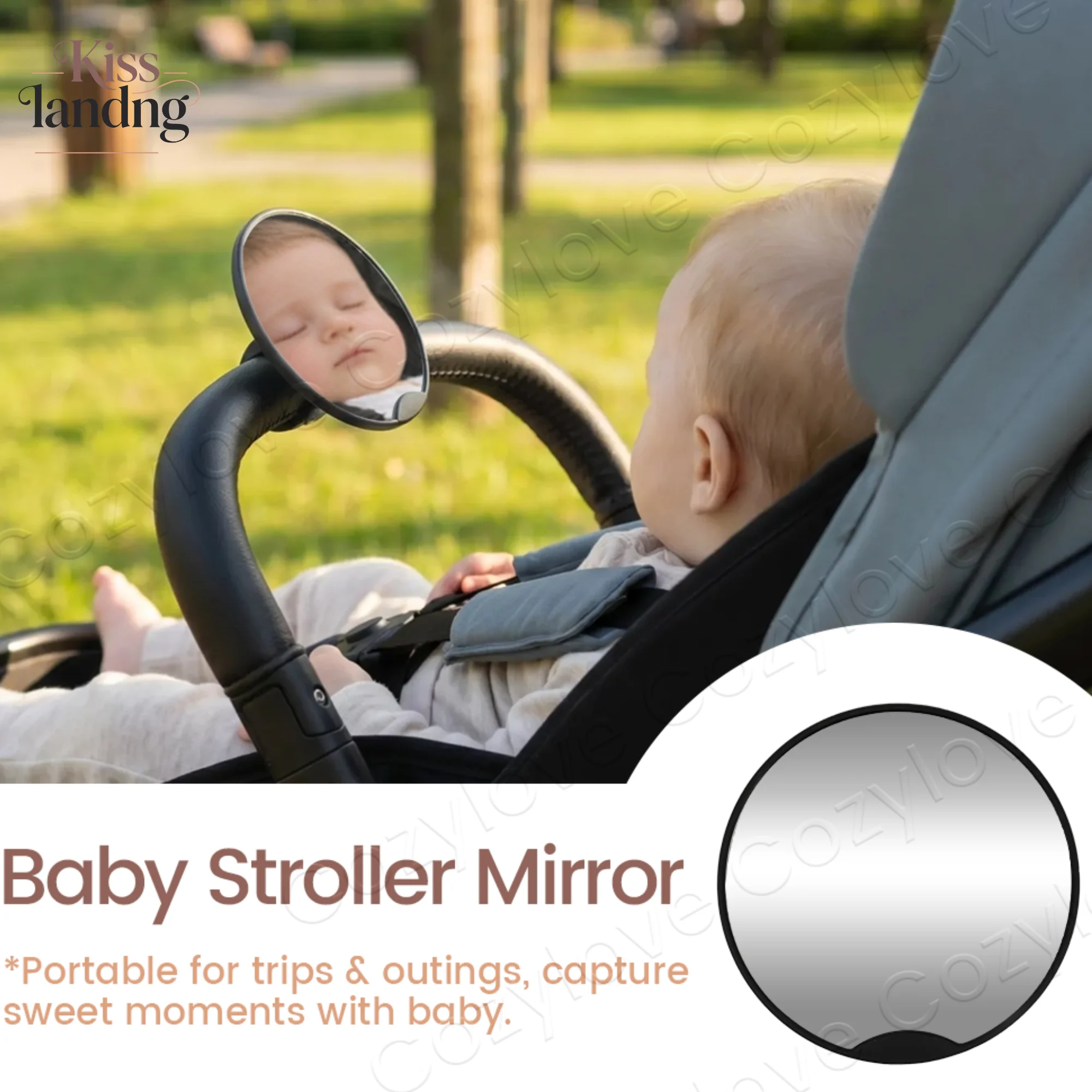 

Universal Stroller Baby Rear View Mirror with Adjustable Nylon Strap, Wide View Shatterproof Mirror Fit Most Baby Carriages