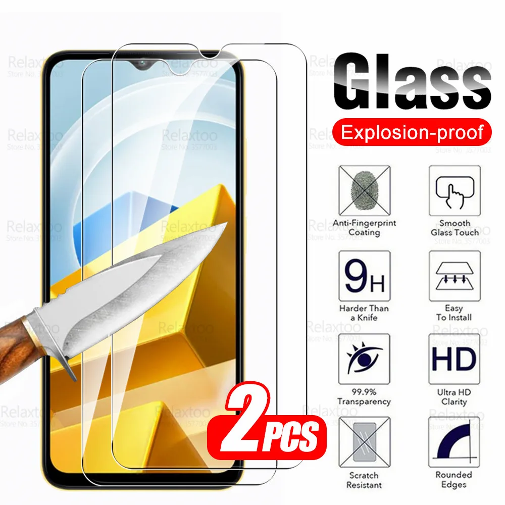 2Pcs Tempered Glass For Xiaomi Poco M5 Glass Screen Protector Poko Pocco M5S M 5 5M PocoM5 S PocoM5s Armor Cover Protective Film