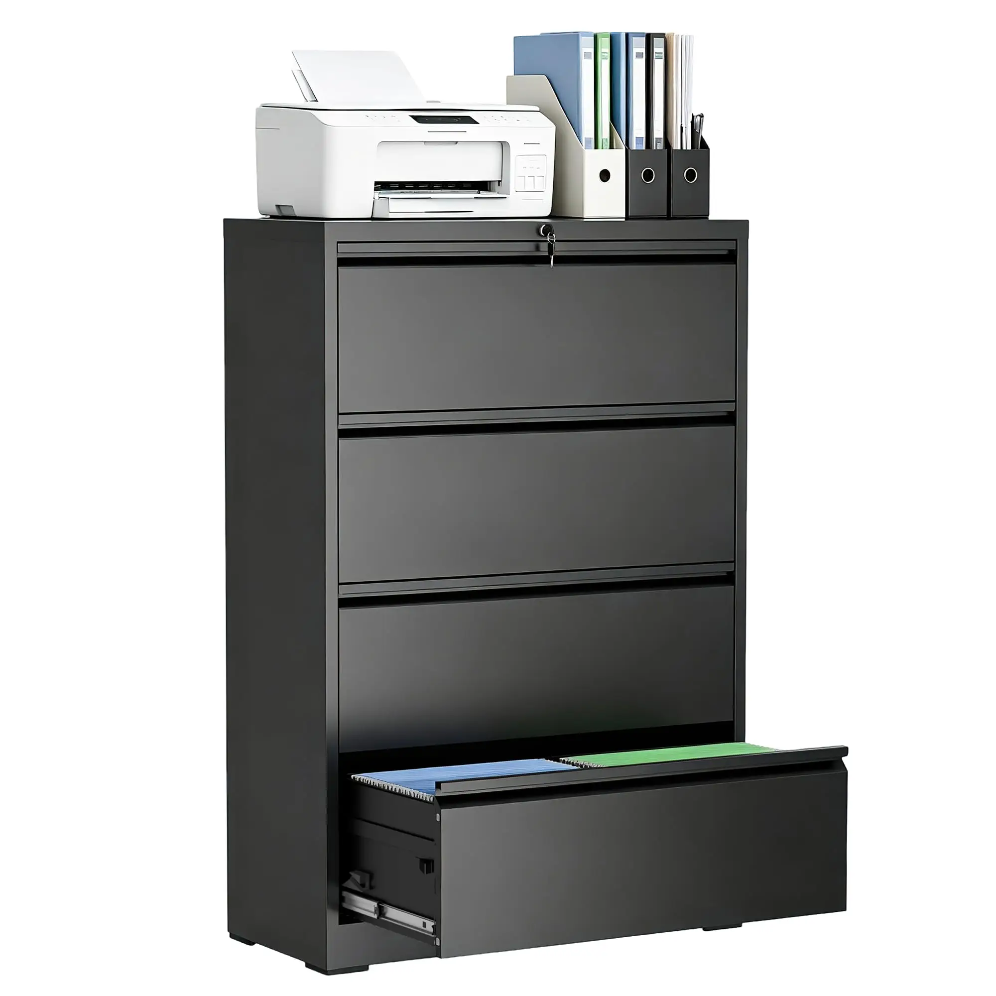 4 Drawer File Cabinet,Metal Lateral Filing Cabinet with Lock,Home Office Storage Organizer Cabinet for