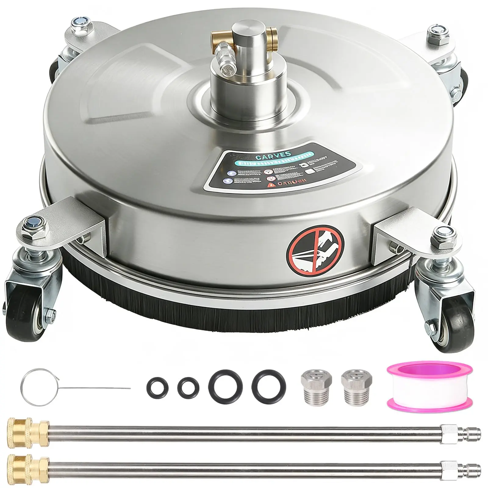 Pressure Washer Surface Cleaner Stainless Steel 14" with 4 Wheels