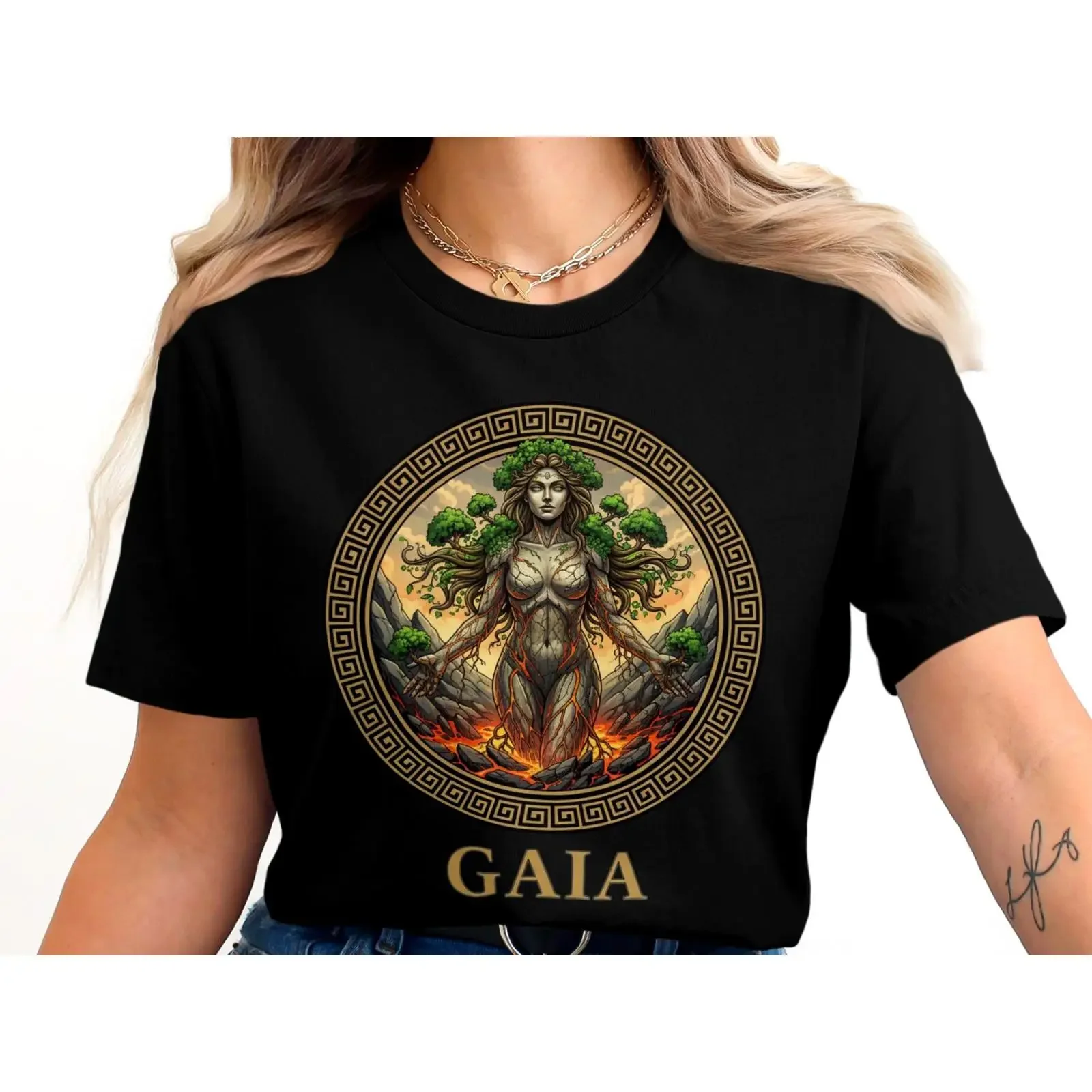 Gaia Goddess T Shirt Greek Mythology Vintage God vintage Washed Stretched streetwear Casual Unisex graphic fashion Stylish