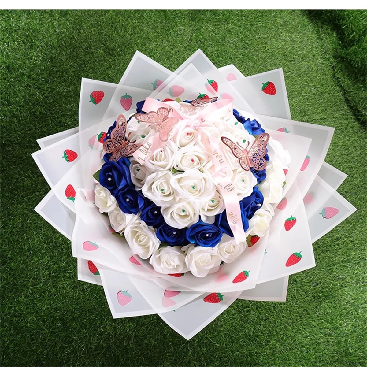 5sheets Flower Wrapping Paper Korean Style Strawberry Gift Rose Packing Florist Bouquet Wrapping Material