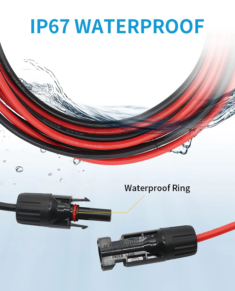OMCH 50/100CM Solarpanel-Verlängerungskabel 6mm2 10AWG mit 50A-Stecker für Autobatterie und Solarpanel-Verbindung – Detail 6