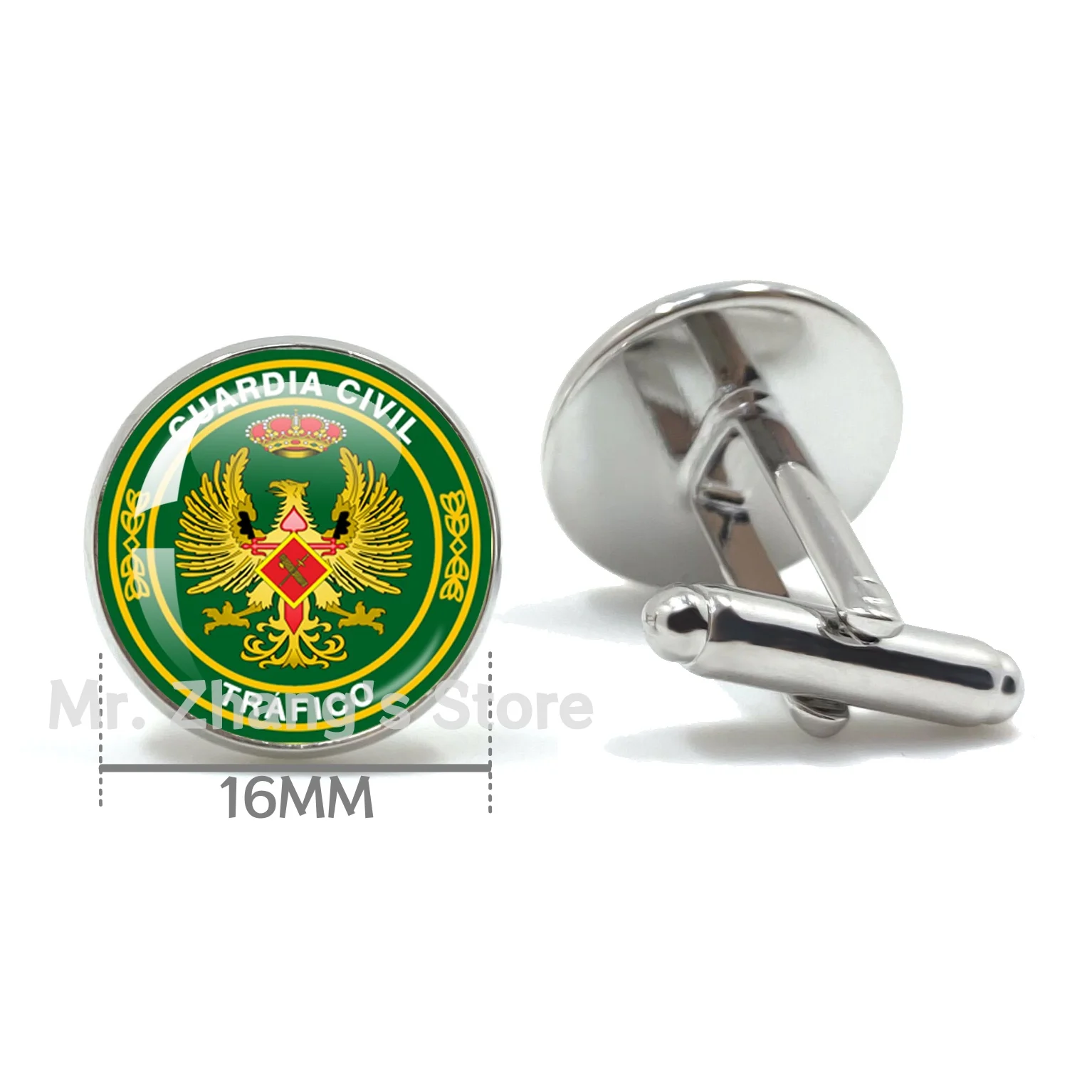 The Kingdom of Spain National Police 16MM Glass Cabochon Cufflink Classic Metal Cufflink Accessories Jewelry Gift