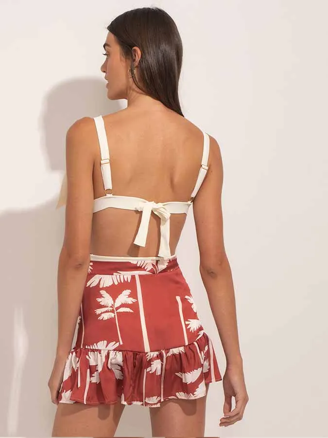 Solid Color Bikini Set and Skirt High Waist Swimsuit 2023 Fashion Women Swimwear Summer Beachwear Vacation Biquini Sexy / New