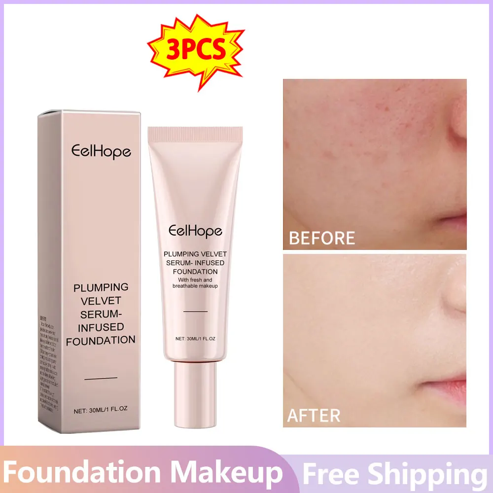 3pcs Full Coverage Liquid Foundation 30ml Waterproof No Creasing Lasting Moisturizing No Separation Concealer Female Makeup