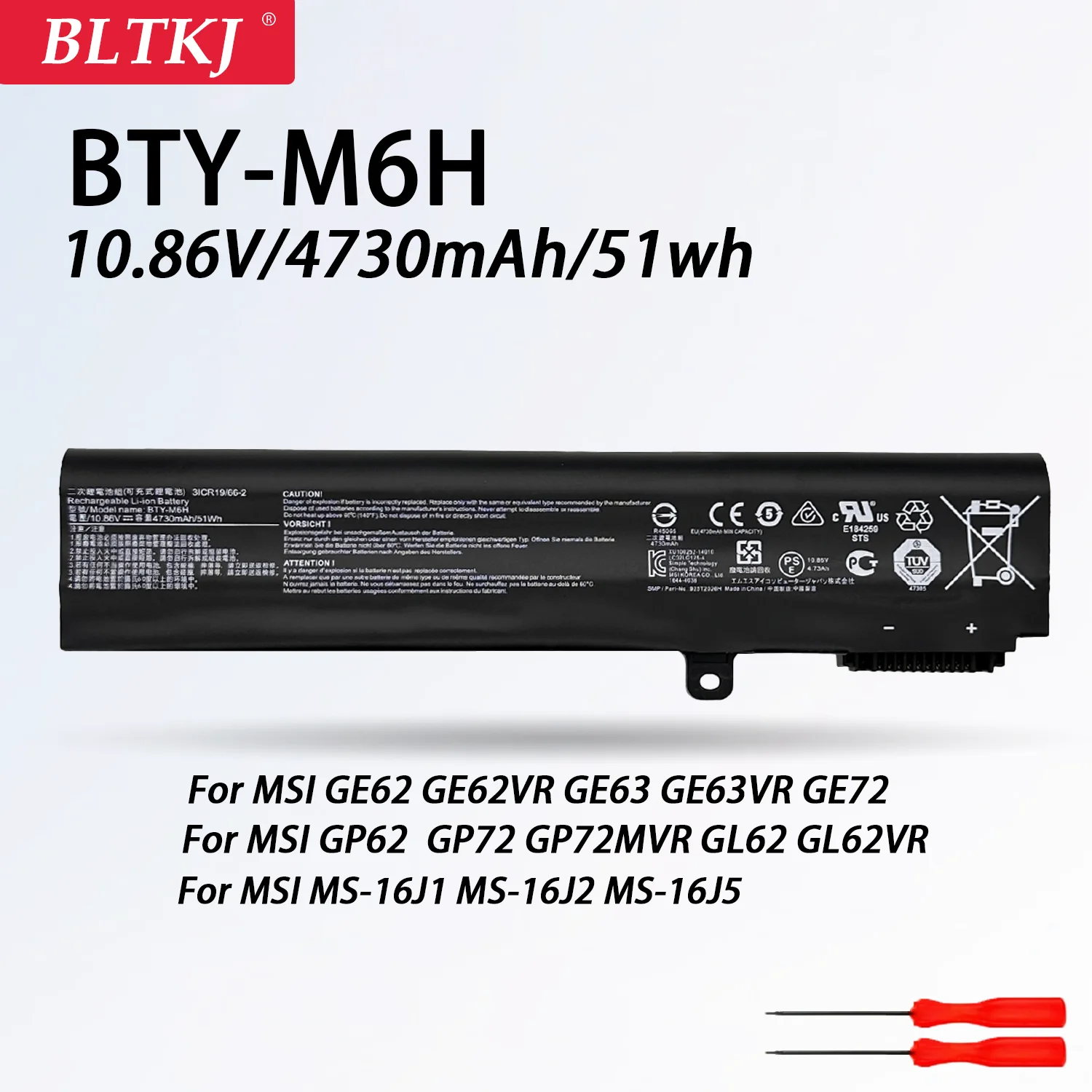 NEW BTY-M6H Laptop's BatteryFor MSI GE62 GE72 GP62 GP72 GL62 GL72 GP62VR GP72VR PE60 PE70 MS-16J2 MS-16J3 MS-16J9 MS-1792 MS-179