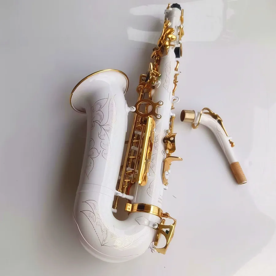 New Alto saxophone brass White Gold Key Eb-Flat Musical Instruments professional level With Case