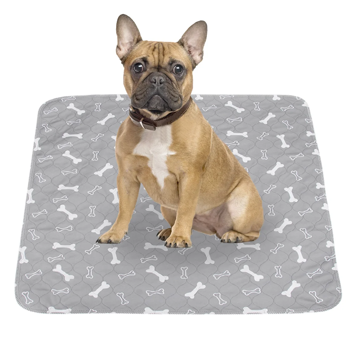 

1Pcs Dog Pet Pee Pads Reusable Washable Absorbent Mat Gray Bone Pattern 40x60cm Non Slip Floor Protector for Home Indoor Use