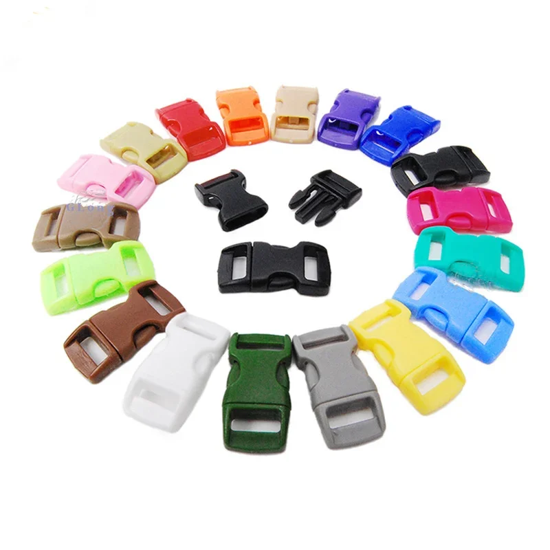 50/100Pcs 3/8 Inch 10mm Side Release Buckles Plastic Paracord Bracelet Hard Clasp Clip  Backpack Dog Collar Strap Accessories