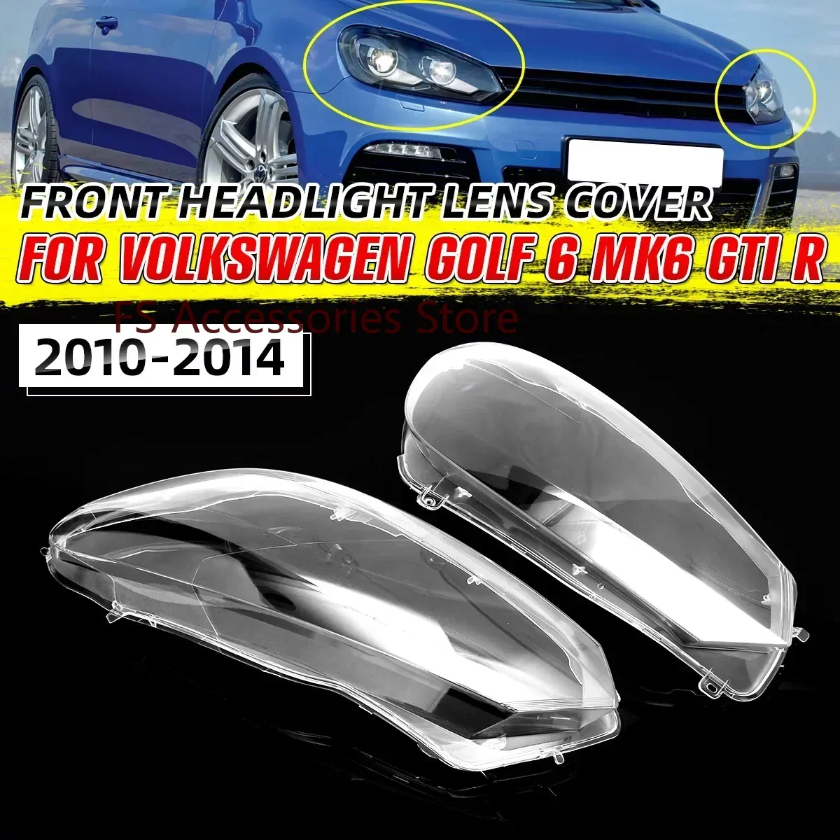 Przezroczysty klosz reflektora samochodowego do VW Golf 6 MK6 GTI R 2010-2014 Osłona reflektora