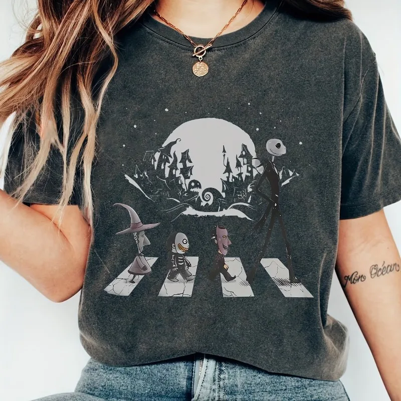 

Ladies' Disney 'City of Dreams' Retro T-shirt Four Seasons Pure Cotton Casual Fashion Men's and Women's Street Wear