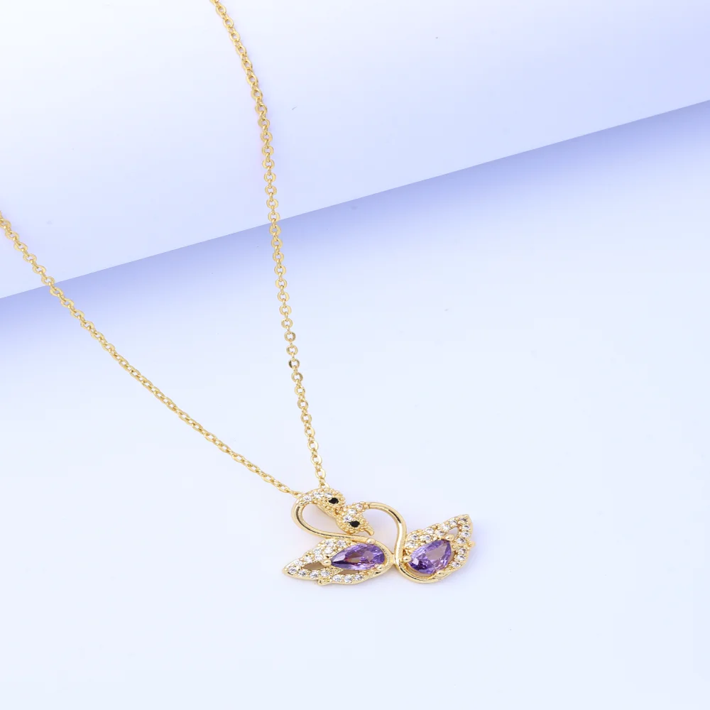 2025 Purple Swan Necklace for Women - Beautiful Necklace with Light Luxury Design, High-End Clavicle Chain, Perfect Gift for Gir