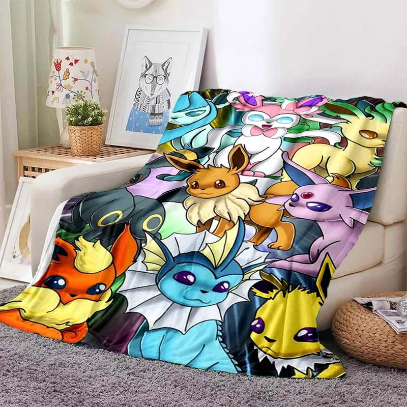 Cartoon Warm Soft pokemon Eevee coperta personalizzata Fluffy Sofa Plaid peluche copriletto inverno quattro stagioni coperta per divano letto