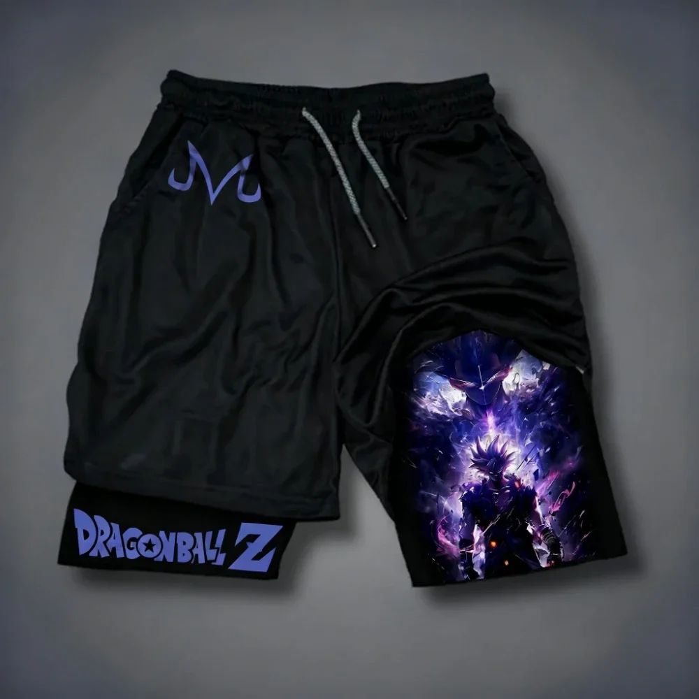 Dragon Ball Son Goku 2026 Herren Schnelltrocknende Doppellagige Gym-Shorts Sommer Fitness Sport Y2K-Stil Fake Zweiteiler-Hose