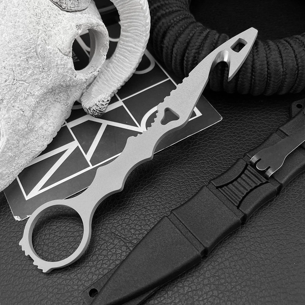 

179 All Steel | 440C Blade & Handle Portable Cutting Rope Utility Fixed Blade Knife, for Camping, Hiking, Adventure, Climbing