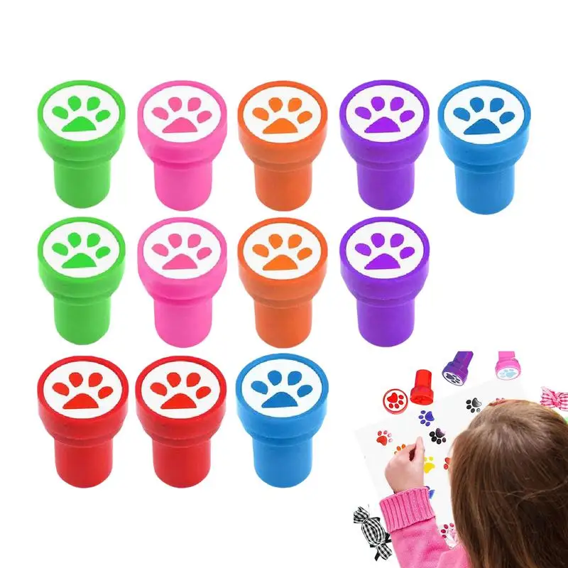 Small Stamps for Teachers Novelty Dog Paw Print Stamp 12X Funny Stationery Seal Cute Gathering Accessories for Educational