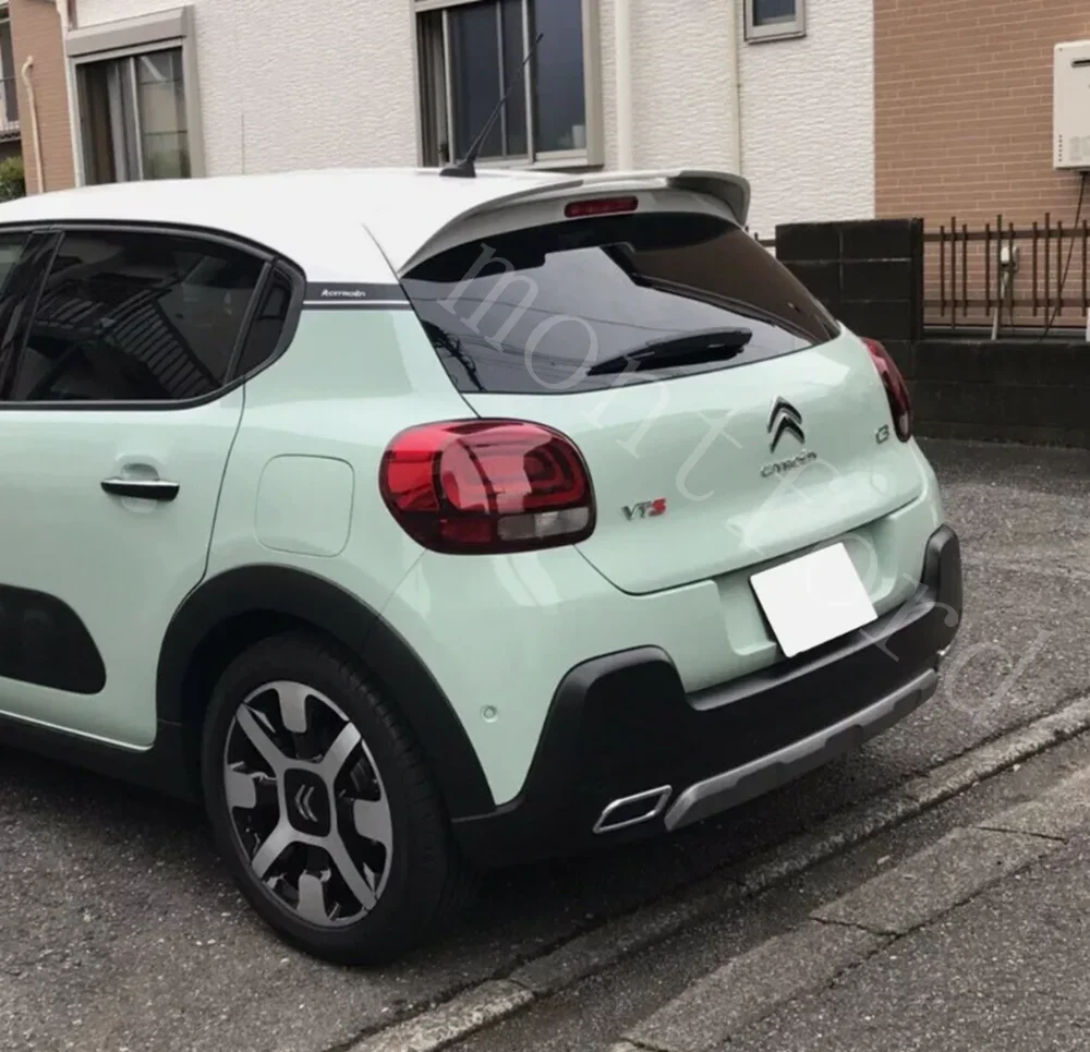 Pieza de automóvil, cubierta de maletero de labio de maletero de ala Real, estilo de coche, spoiler negro de techo trasero para CITROEN C3 MK3 (2017+)