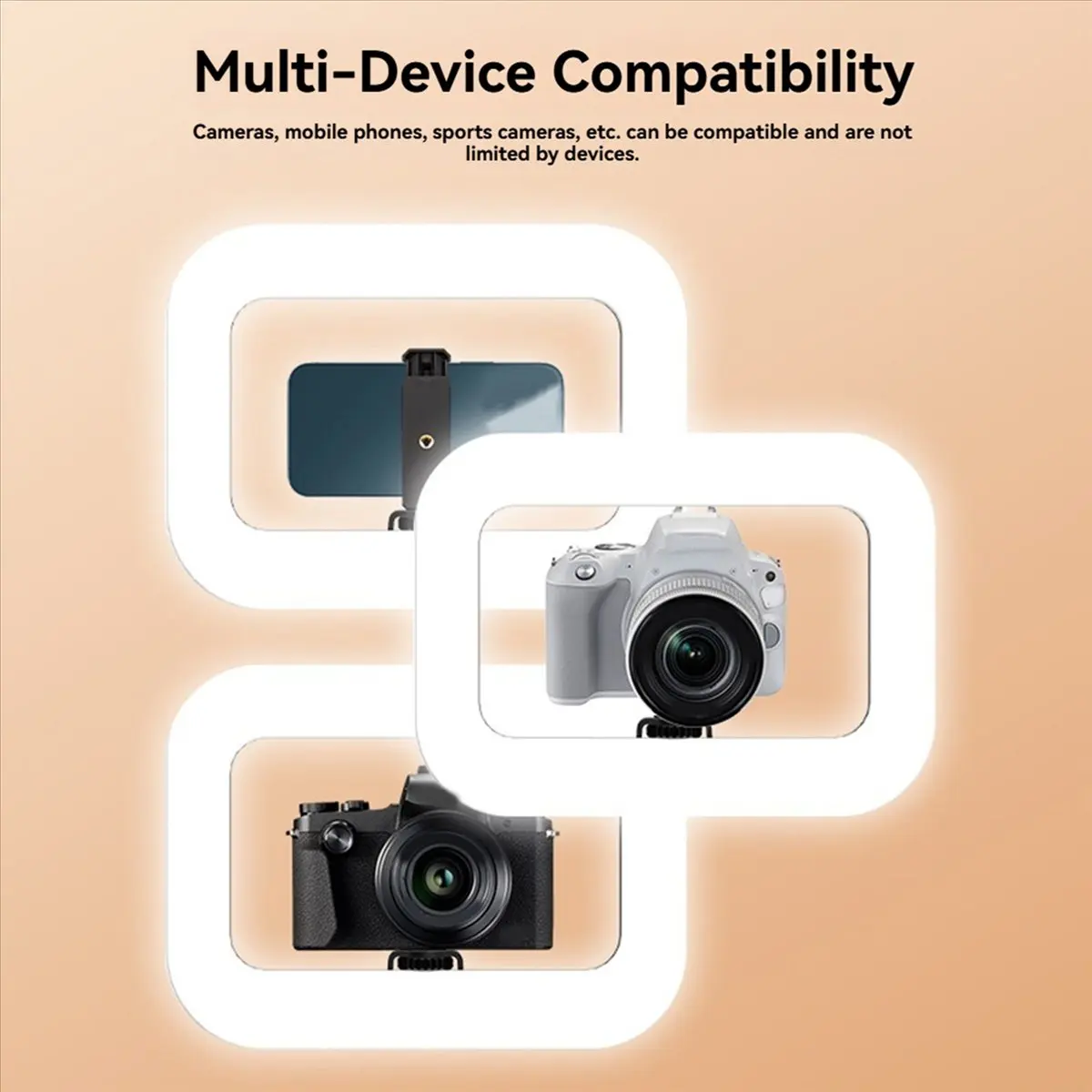 2X Handheld Ring LED Rechargeable Fill Light Portable Mobile Phone Live Broadcast Photography Desktop Selfie Light